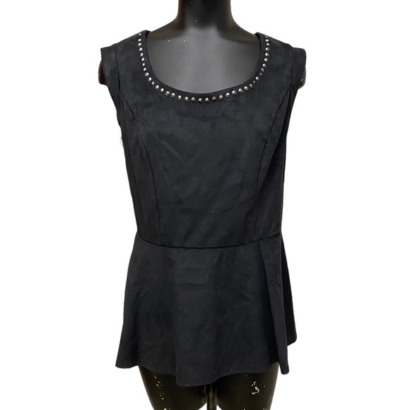 NEW Torrid Black Faux Suede Peplum Top Studded Neckline - Picture 1 of 7